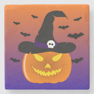 Halloween Pumpkin Jack o' Lantern Witch Pet Stenen Onderzetter