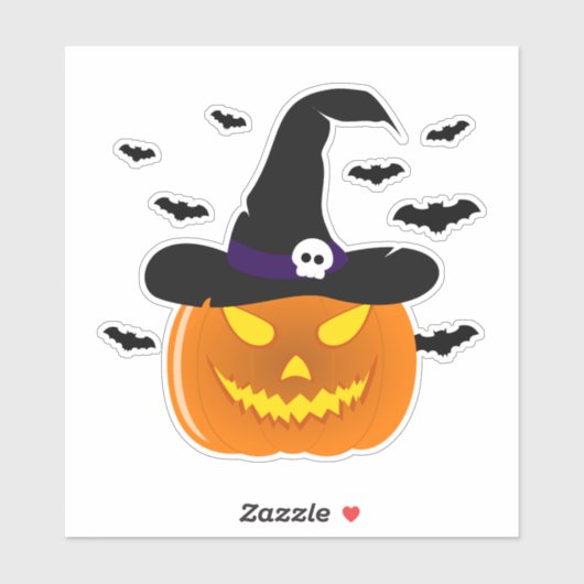 Halloween Pumpkin Jack o' Lantern Witch Pet Sticker (Vel)