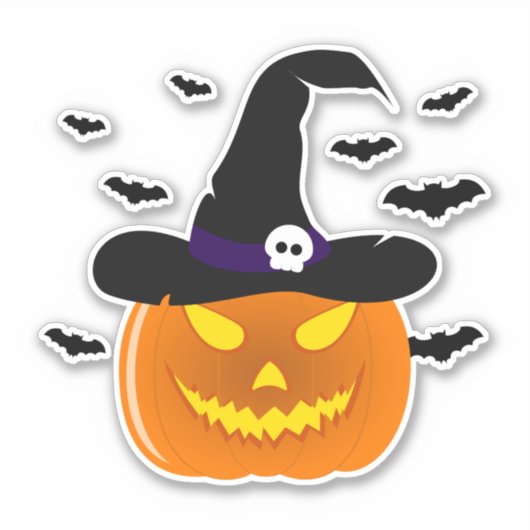Halloween Pumpkin Jack o' Lantern Witch Pet Sticker (Voorkant)