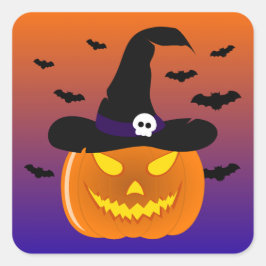 Halloween Pumpkin Jack o' Lantern Witch Pet Vierkante Sticker