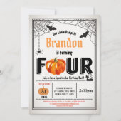 Halloween pumpkin kinder vierde verjaardag kaart (Voorkant)