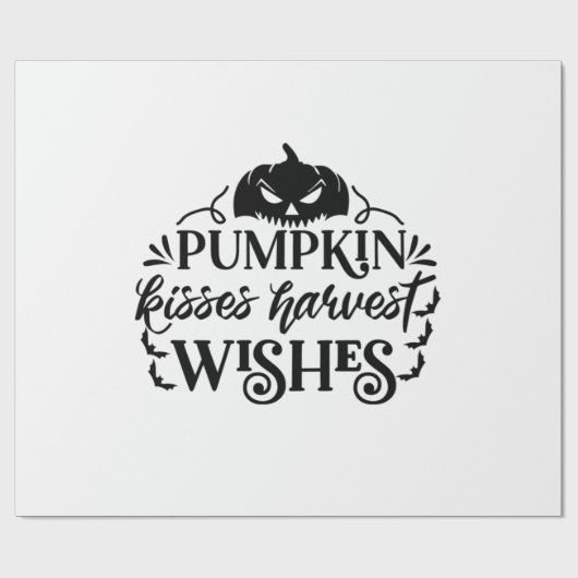 Halloween Pumpkin Kisses Harvest Wishes Birthday Cadeaupapier (Vlak)