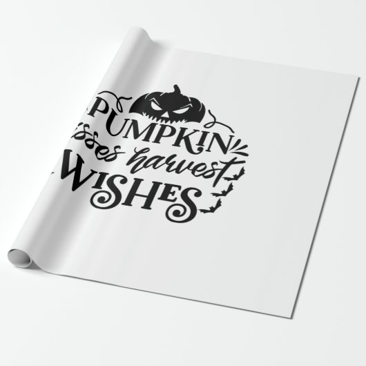 Halloween Pumpkin Kisses Harvest Wishes Birthday Cadeaupapier (Uitgerold)