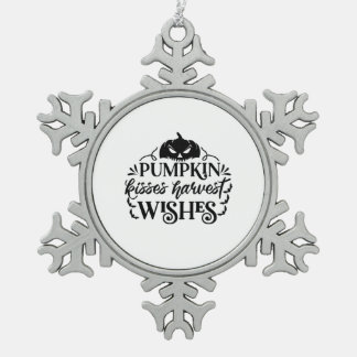 Halloween Pumpkin Kisses Harvest Wishes Birthday Tin Sneeuwvlok Ornament