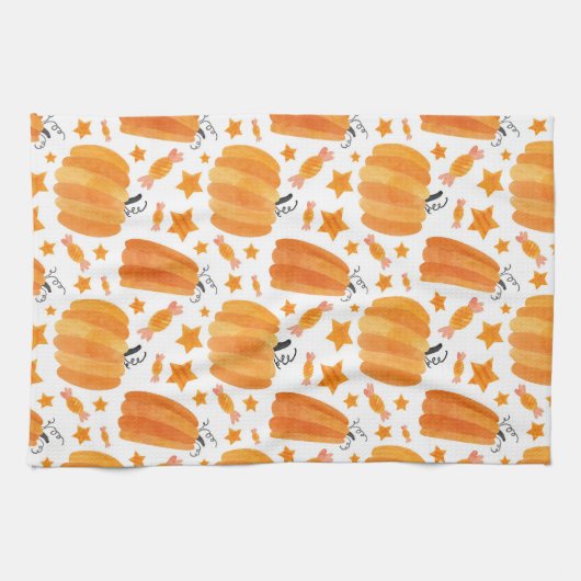 Halloween Pumpkin Kitchen Towels Theedoek (Horizontaal)