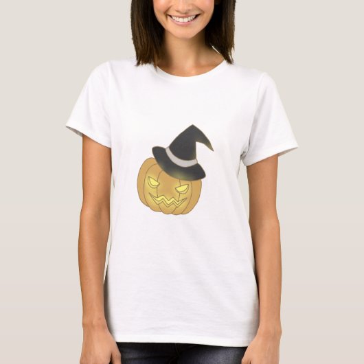 Halloween Pumpkin Lady's T-Shirt (Voorkant)