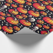 Halloween Pumpkin Lantaarns Skeletten Illustratie Cadeaupapier (Hoek)