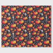 Halloween Pumpkin Lantaarns Skeletten Illustratie Cadeaupapier (Vlak)