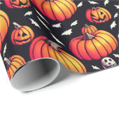 Halloween Pumpkin Lantaarns Skeletten Illustratie Cadeaupapier (Rol Hoek)