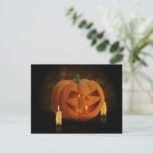 Halloween Pumpkin Lantern met kaarsen Briefkaart (Staand voorkant)