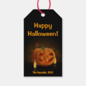Halloween Pumpkin Lantern met kaarsen Cadeaulabel (Voorkant)