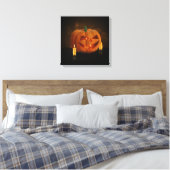 Halloween Pumpkin Lantern met kaarsen Canvas Afdruk (Insitu (Slaapkamer))