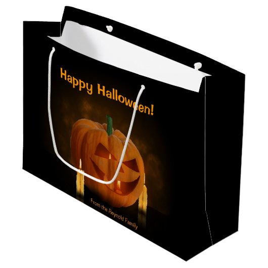 Halloween Pumpkin Lantern met kaarsen Groot Cadeauzakje (Voorkant Gekanteld)