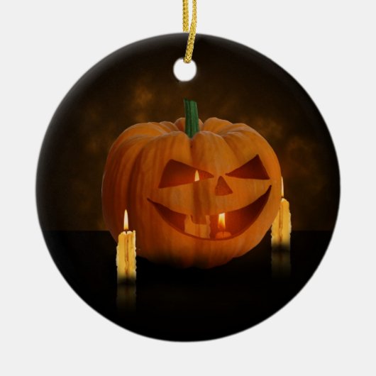 Halloween Pumpkin Lantern met kaarsen Keramisch Ornament (Voorkant)