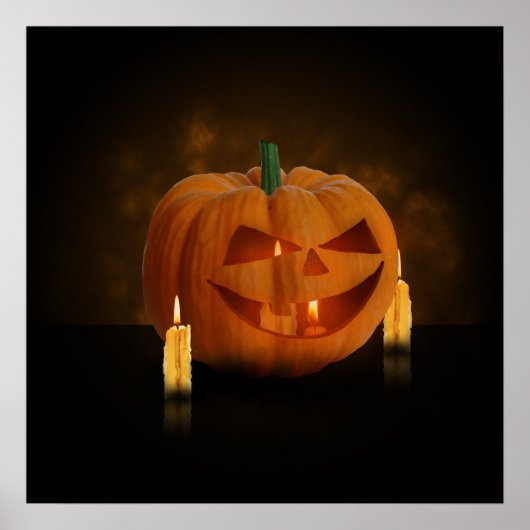 Halloween Pumpkin Lantern met kaarsen Poster (Voorkant)