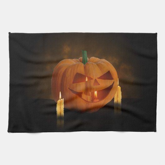 Halloween Pumpkin Lantern met kaarsen Theedoek (Horizontaal)