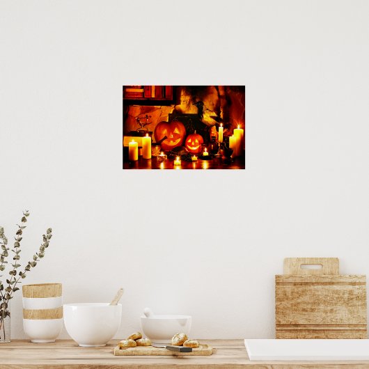 Halloween Pumpkin Lantern Poster (Keuken)