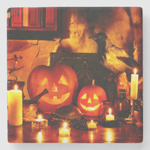 Halloween Pumpkin Lantern Stenen Onderzetter