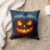 Halloween pumpkin lantern with glowing eyes, dark  kussen (Deken)