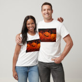 Halloween Pumpkin Lighting Adult Tee Shirt White (Unisex)