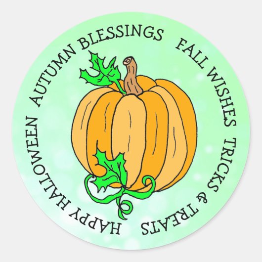 Halloween Pumpkin Lime Green Autumn Seasonal Ronde Sticker (Voorkant)