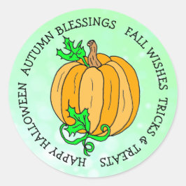 Halloween Pumpkin Lime Green Autumn Seasonal Ronde Sticker