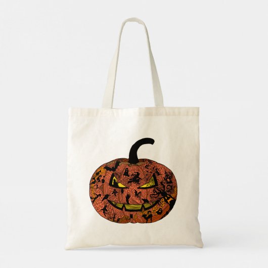 Halloween Pumpkin Line Art Tote Bag (Achterkant)