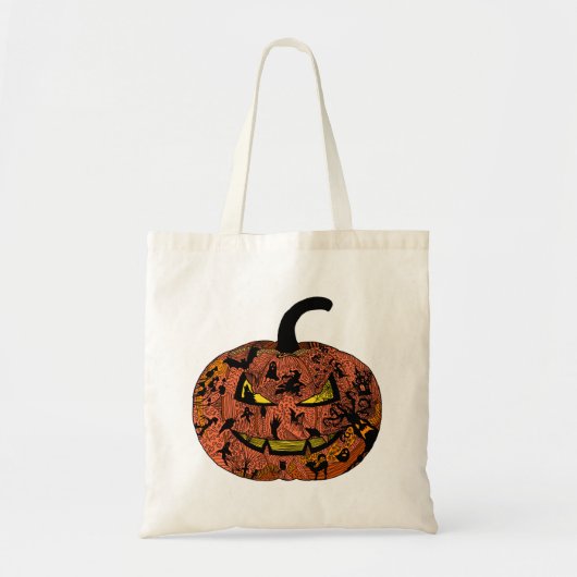 Halloween Pumpkin Line Art Tote Bag (Voorkant)