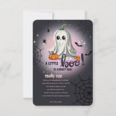 Halloween Pumpkin Little Boo Baby shower Bedankkaart (Voorkant)