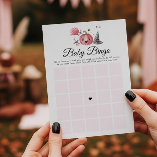 Halloween Pumpkin Little Boo Baby Shower Bingo Kaart
