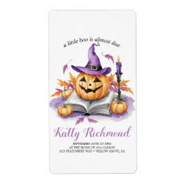 Halloween Pumpkin Little Boo baby shower Etiket