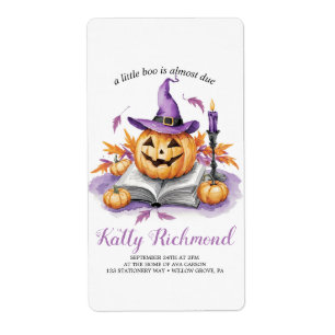 Halloween Pumpkin Little Boo baby shower Etiket