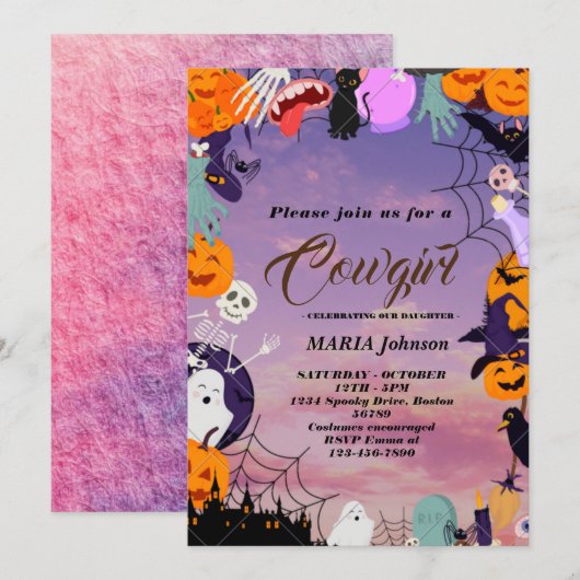Halloween Pumpkin Little Boo Baby shower Invitatio Kaart (Voorkant / Achterkant)