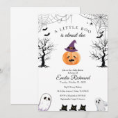 Halloween Pumpkin Little Boo Baby shower Invitatio Kaart (Voorkant / Achterkant)