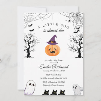 Halloween Pumpkin Little Boo Baby shower Invitatio Kaart