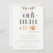 Halloween Pumpkin Little Boo Baby shower Invite Bedankkaart (Voorkant)