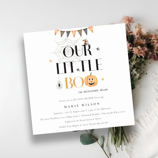 Halloween Pumpkin Little Boo Baby shower Invite Bedankkaart