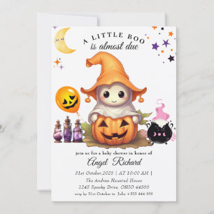 Halloween Pumpkin Little Boo Baby shower Kaart