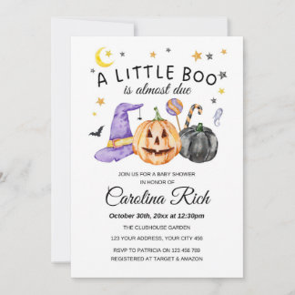 Halloween Pumpkin Little Boo Baby shower Kaart
