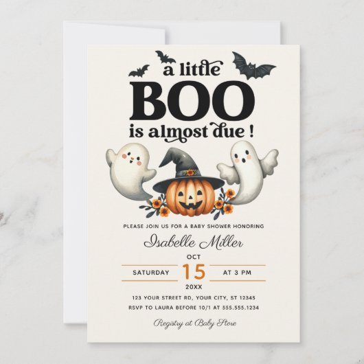 Halloween Pumpkin Little Boo Baby shower Kaart (Voorkant)