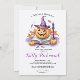 Halloween Pumpkin Little Boo baby shower Kaart