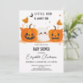 Halloween Pumpkin Little Boo Baby shower Kaart (Staand voorkant)