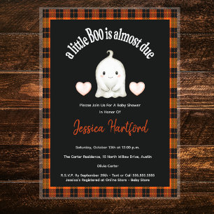 Halloween Pumpkin Little Boo Baby shower Kaart