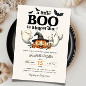 Halloween Pumpkin Little Boo Baby shower Kaart