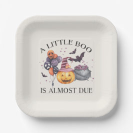 Halloween Pumpkin Little Boo Baby shower Papieren Bordje