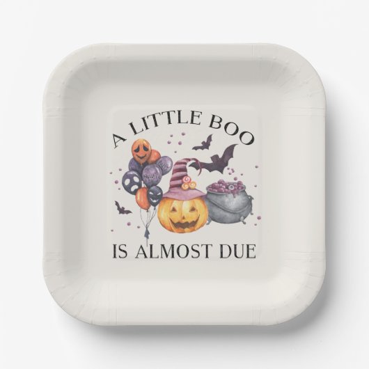 Halloween Pumpkin Little Boo Baby shower Papieren Bordje (Voorkant)