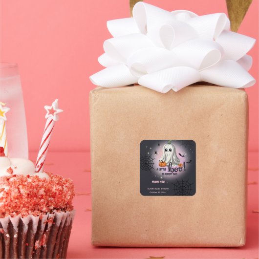 Halloween Pumpkin Little Boo Baby shower Vierkante Sticker (Feest)