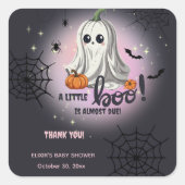 Halloween Pumpkin Little Boo Baby shower Vierkante Sticker (Voorkant)