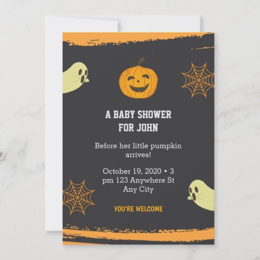 Halloween Pumpkin Little Boo Black Baby shower Kaart (Voorkant)