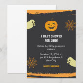 Halloween Pumpkin Little Boo Black Baby shower Kaart (Voorkant / Achterkant)